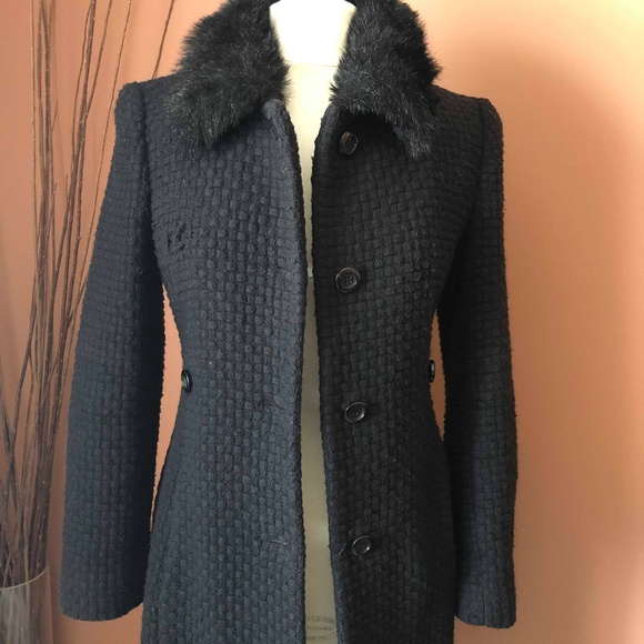 Victoria's Secret Jackets & Blazers - Black wool coat with faux fur collar